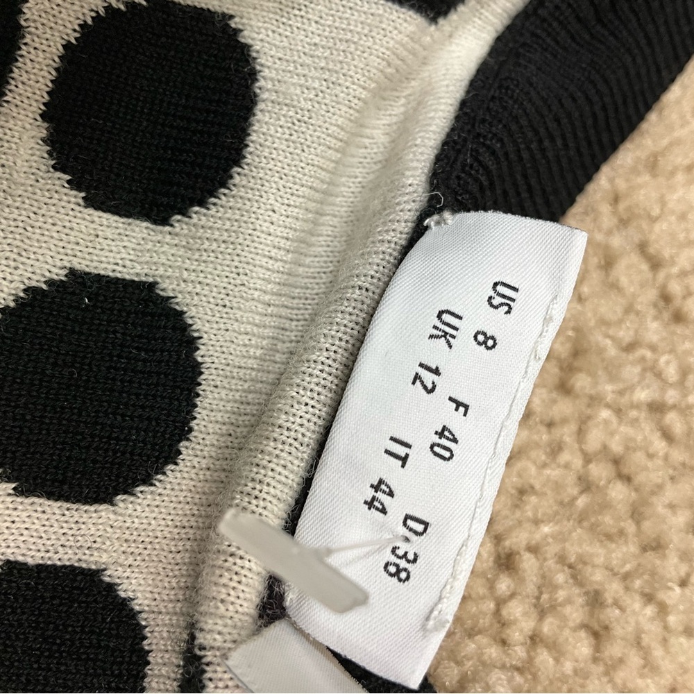 AKRIS PUNTO Saks Fifth Avenue Size US 8 Black Cream Polka Dot Cardigan Sweater - Picture 5 of 8